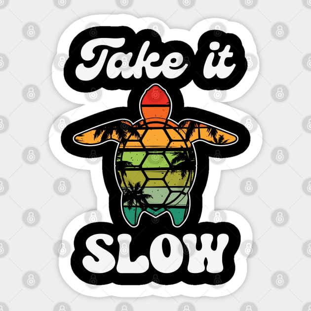 Retro Turtle Take It Slow Sticker by ssflower